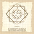 Sun and moon on vintage background