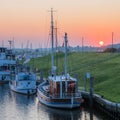 Sun morning Greetsiel harbor Hafen Royalty Free Stock Photo