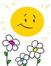 The sun nature flowers minimalism character cartoon illustration