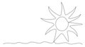 Sun One line drawing isolated on white background Royalty Free Stock Photo