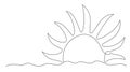 Sun One line drawing isolated on white background Royalty Free Stock Photo