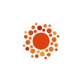 Sun orange color abstract simple icon. Rounded sunny circle shape. Summer day symbol and vector logo.