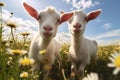 Landscape goat farming grass cute rural animals Royalty Free Stock Photo