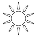Sun outline isolated on white background . Line icon design element. Sunny Weather Element .Symbol for your web site design, app