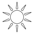 Sun outline isolated on white background . Line icon design element. Sunny Weather Element .Symbol for your web site design, app