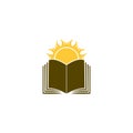 Sun over Book logo, Knowledge, library concept Royalty Free Stock Photo