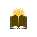 Sun over Book logo, Knowledge, library concept Royalty Free Stock Photo