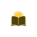 Sun over Book logo, Knowledge, library concept Royalty Free Stock Photo