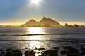 Sun Over Castle Rock, Crescent City, California Royalty Free Stock Photo