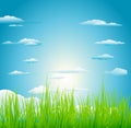 Sun Over Green Grass Field Royalty Free Stock Photo