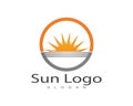 Sun over horizon logos and symbols template vector