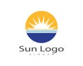 Sun over horizon logos and symbols template vector