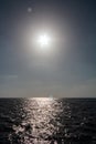 Sun over the sea, flare of sun Royalty Free Stock Photo