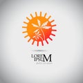 Sun and palm trees logo. Vector illustration Royalty Free Stock Photo