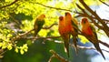 Sun Parakeets on the branch Royalty Free Stock Photo