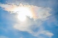 Sun peeked out from under cloud, blue sky Royalty Free Stock Photo