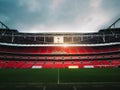 London UK January 9 2019: The sun peeks through the stands days before Tottenham\'s match with Manchester United at Wembley