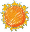 Sun pencil colour child scribble style