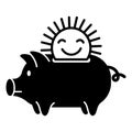 Sun piggybank icon, simple style