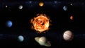 The Sun and planets of the Solar System illustration, elements o Royalty Free Stock Photo