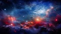 Sun, planets of the solar system and planet Earth, galaxies, stars, comet, asteroid, meteorite, nebula. Space panorama Royalty Free Stock Photo