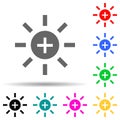 sun with a plus multi color style icon. Simple thin line, outline vector of web icons for ui and ux, website or mobile application Royalty Free Stock Photo