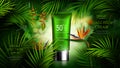 Sun protection cosmetic vector realistic ad poster