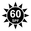 Sun protection factor 60 icon, uv radiation block symbol, sun protect skin vector illustration