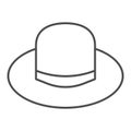 Sun protection hat thin line icon, summer concept, women elegant hat sign on white background, sun headwear icon in