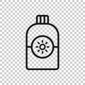 Sun protection icon in flat style. Sunblock cream vector illustration on white isolated background. Spf care business concept Royalty Free Stock Photo