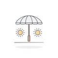 Sun Protection Icon with Umbrella and Sun Drawings for Ultraviolet Rays Concept Royalty Free Stock Photo
