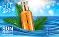 Sun Protection Sunscreen Sprays Tube Sunscreen Cream. SPF and UV protect. Sun Protection Sunscreen Sunblock Cosmetic. 3D