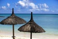 Sun protection umbrellas, beach, sea