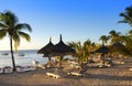 Sun protection umbrellas, beach, sea Royalty Free Stock Photo