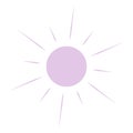 The sun. Purple star. The heavenly body. Color vector illustration. Boho style. Ultraviolet rays. Weather forecast.