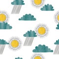 Sun and rain seamless pattern. Watercolor vector illustration Royalty Free Stock Photo