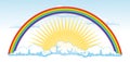 Sun and a rainbow after the rain - vector illustra Royalty Free Stock Photo