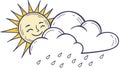 Sun with Raining Cloud Icon, Weather Forecast Climate Symbol, vector design Generative AI Royalty Free Stock Photo