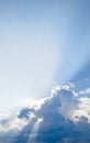 Sun ray, blue sky & clouds. Royalty Free Stock Photo