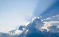 Sun ray, blue sky & clouds. Royalty Free Stock Photo