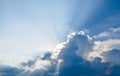 Sun ray, blue sky & clouds. Royalty Free Stock Photo