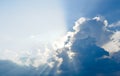 Sun ray, blue sky & clouds. Royalty Free Stock Photo