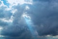 Sun ray through clouds Royalty Free Stock Photo