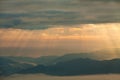 Sun ray shining over mountains at Pai, Maehongson, Thailand