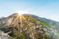 Sun rays above the Kawah Ijen mountain, INDONESIA Royalty Free Stock Photo