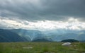 Sun rays above mountains Royalty Free Stock Photo