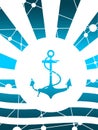 Sun rays backdrop with anchor icon