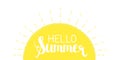 Sun rays background with Hello Summer letters vector illustration Royalty Free Stock Photo