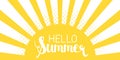 Sun rays background with Hello Summer letters vector illustration Royalty Free Stock Photo