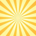 Sun rays background. Orange yellow radiate sun beam burst effect. Sunbeam light flash boom. Starburst poster. Sunlight